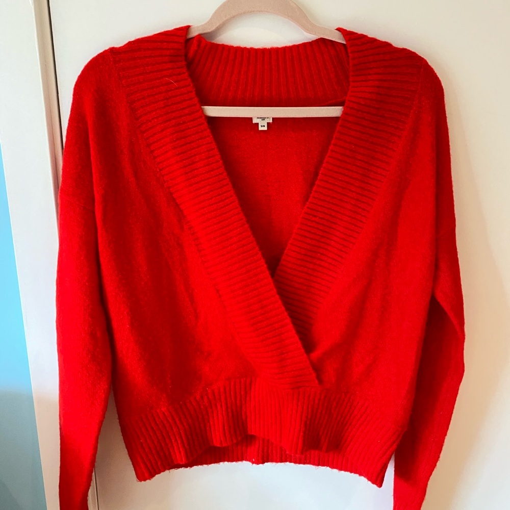 Red Forever 21 Cross Wrap Sweater